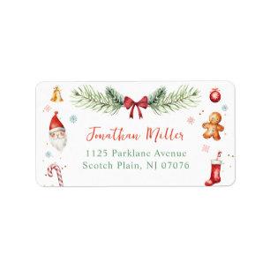 Christmas Santa Gingerbread Holiday Return Address Label