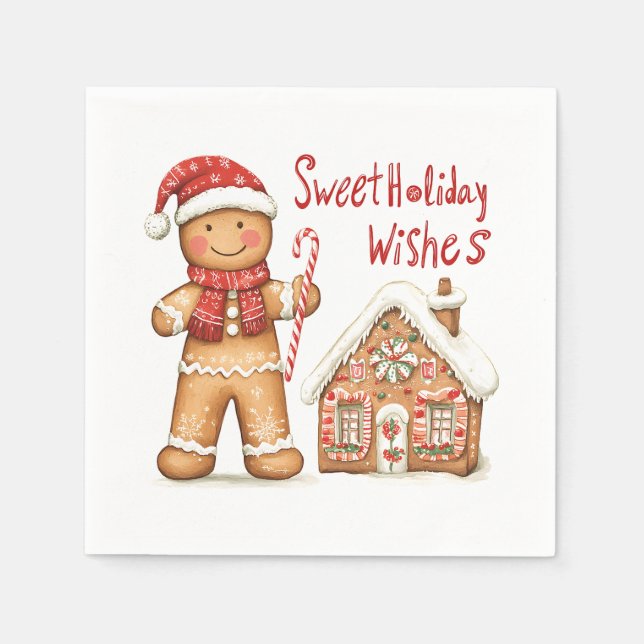 Christmas Santa Gingerbread man  Napkins (Front)