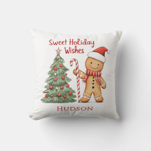Christmas Santa Gingerbread Man Throw Pillow