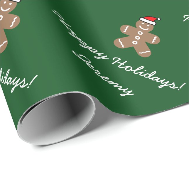 Christmas Santa gingerbread man wrapping paper (Roll Corner)