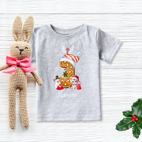 Christmas Santa Gingerbread Name Letter J Girl  Baby T_Shirt