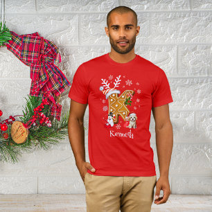 Christmas Santa Gingerbread Name Letter K Men’s T-Shirt