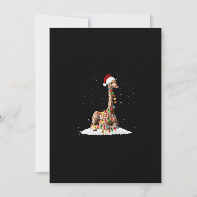 Christmas Santa Giraffe Christmas Light Premium Invitation (Front)
