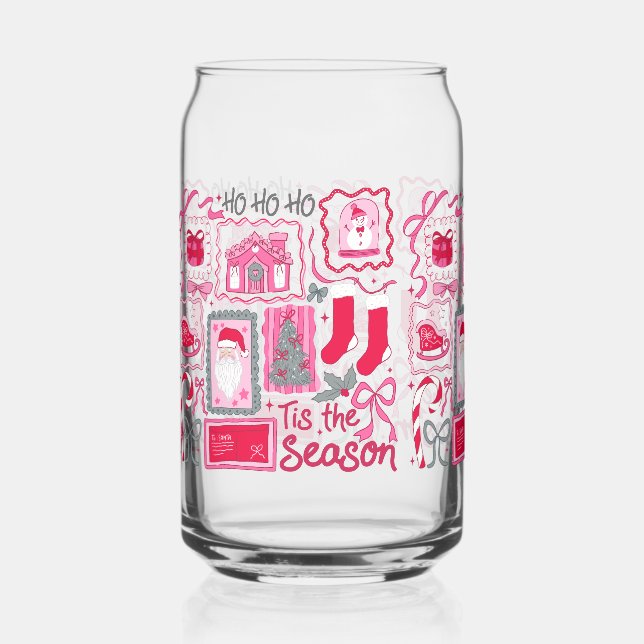 Christmas Santa Glass Can – Tis the Season Holiday (Front)