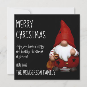 Christmas Santa Gnome Christmas Holiday Card