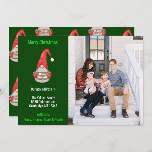 Christmas Santa Gnome New Home Moving Holiday Card