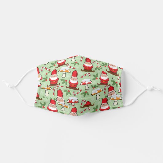 Christmas Santa Gnomes Design Adult Cloth Face Mask (Front, Unfolded)