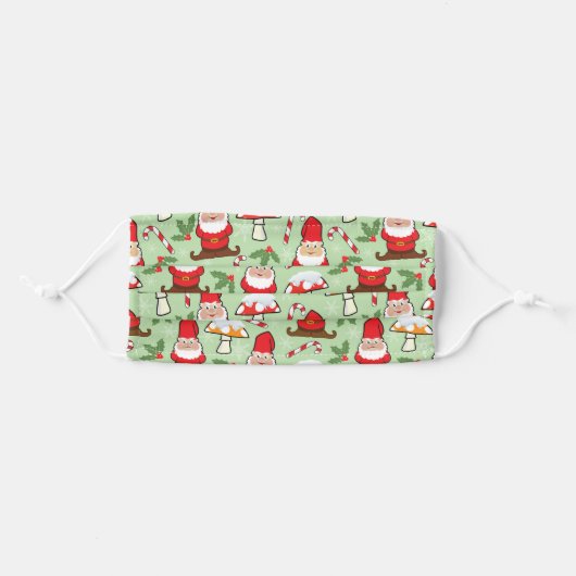Christmas Santa Gnomes Design Adult Cloth Face Mask (Front, Folded)