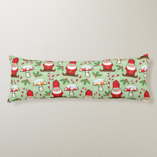 Christmas Santa Gnomes Design Body Pillow (Front)