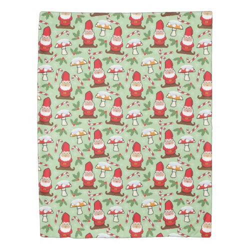 Christmas Santa Gnomes Design Duvet Cover