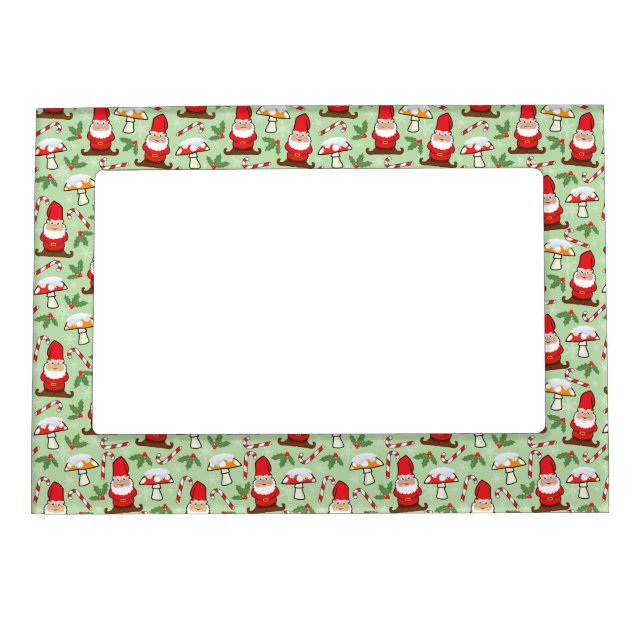 Christmas Santa Gnomes Design Magnetic Picture Frame (Front)