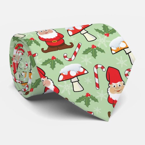 Christmas Santa Gnomes Design Neck Tie