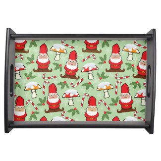 Christmas Santa Gnomes Design Serving Tray