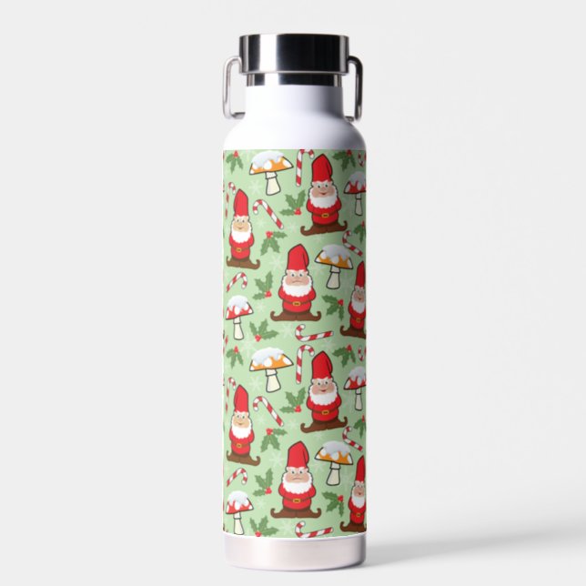 Christmas Santa Gnomes Water Bottle (Front)