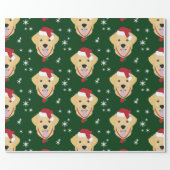 Christmas Santa Golden Retriever Dog Wrapping Paper (Flat)