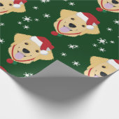 Christmas Santa Golden Retriever Dog Wrapping Paper (Corner)