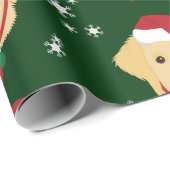 Christmas Santa Golden Retriever Dog Wrapping Paper (Roll Corner)