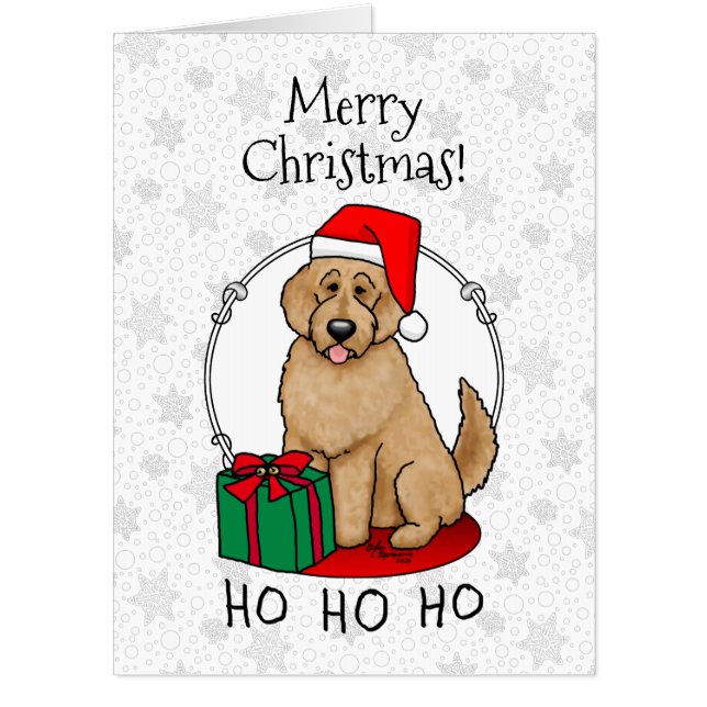 Christmas Santa Goldendoodle (golden red) Dog Cute Card (Front)
