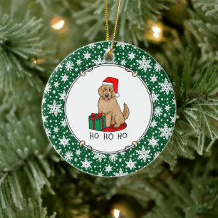Christmas Santa Goldendoodle (golden red) Dog Cute Ceramic Ornament
