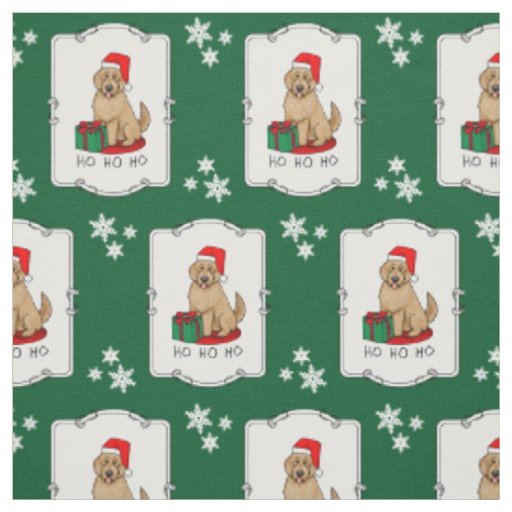 Christmas Santa Goldendoodle (golden red) Dog Cute Fabric
