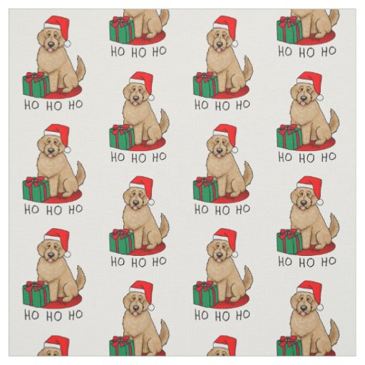 Christmas Santa Goldendoodle (golden red) Dog Cute Fabric
