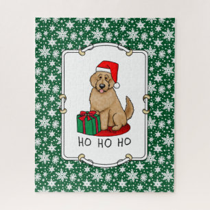 Christmas Santa Goldendoodle (golden red) Dog Cute Jigsaw Puzzle