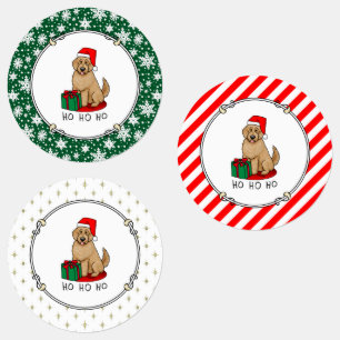 Christmas Santa Goldendoodle (golden red) Dog Cute Labels