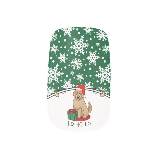 Christmas Santa Goldendoodle (golden red) Dog Cute Minx Nail Art (Right Thumb)
