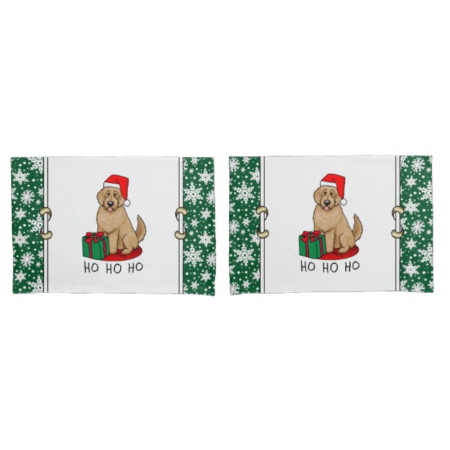 Christmas Santa Goldendoodle (golden red) Dog Cute Pillow Case (Front-Set)