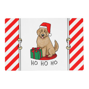 Christmas Santa Goldendoodle (golden red) Dog Cute Placemat