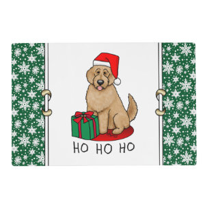 Christmas Santa Goldendoodle (golden red) Dog Cute Placemat