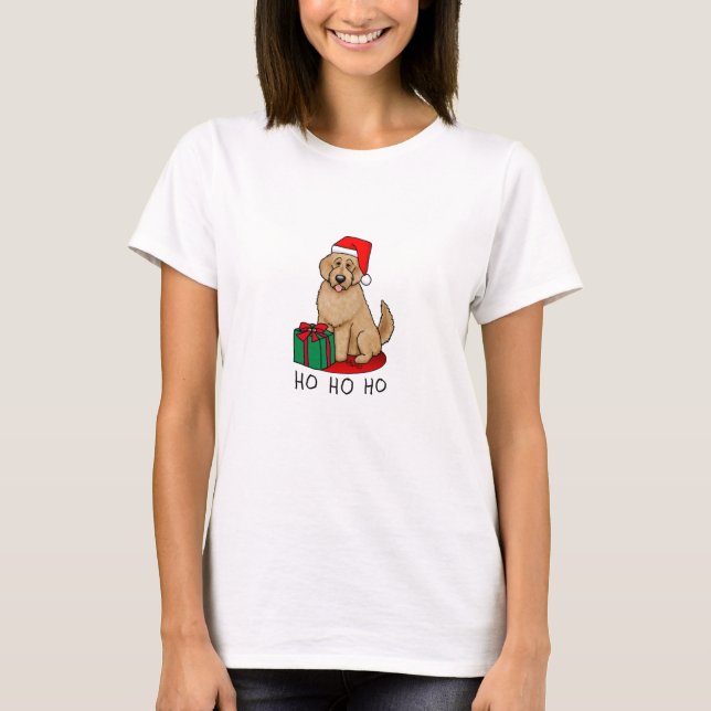 Christmas Santa Goldendoodle (golden red) Dog Cute T-Shirt (Front)