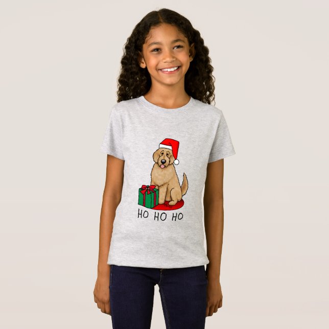 Christmas Santa Goldendoodle (golden red) Dog Cute T-Shirt (Front Full)