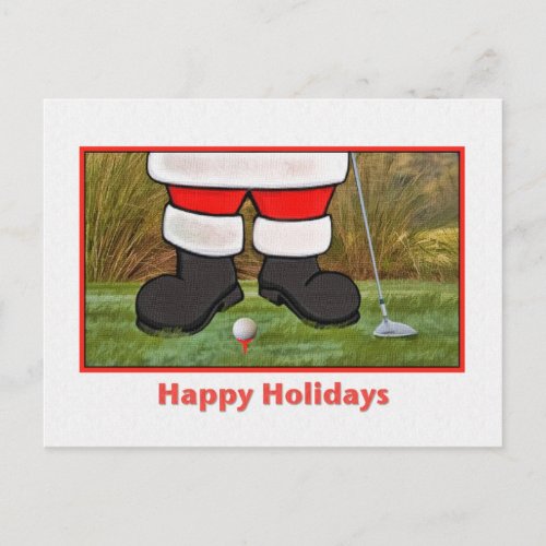 Christmas Santa Golfer Postcard