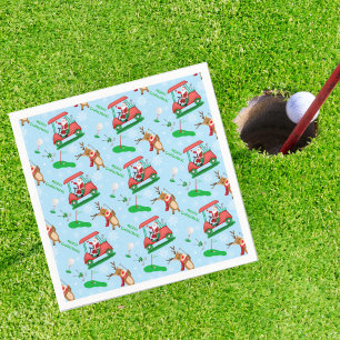 Christmas Santa Golfing With Reindeer Pattern  Napkins