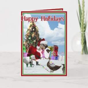 Christmas Santa Goose And Ducks Holiday Card