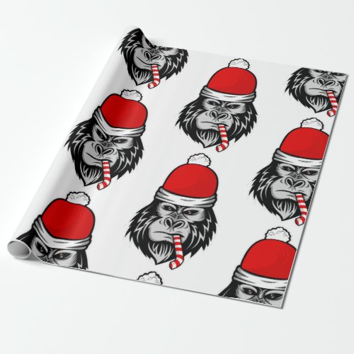 christmas santa gorilla wrapping paper