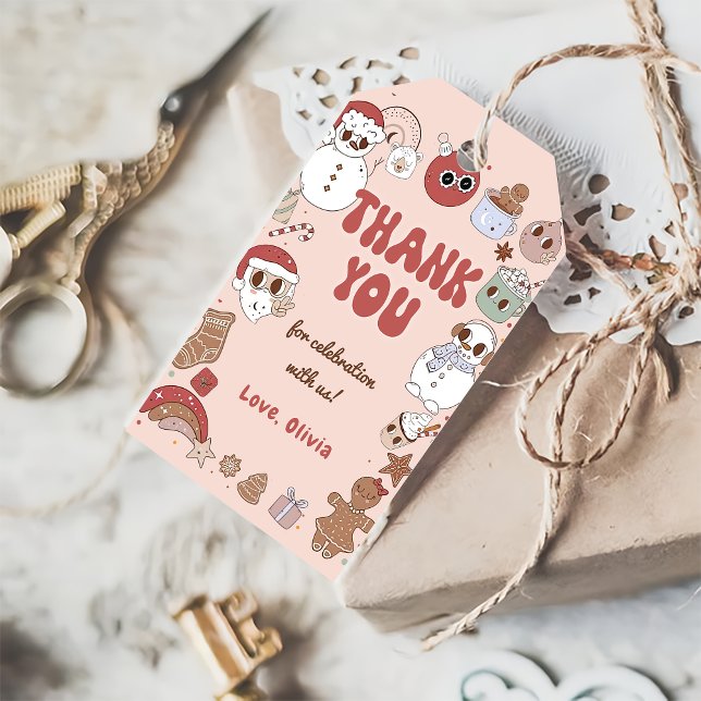 Christmas Santa Groovy Hippie Birthday Gift Tag (Creator Uploaded)