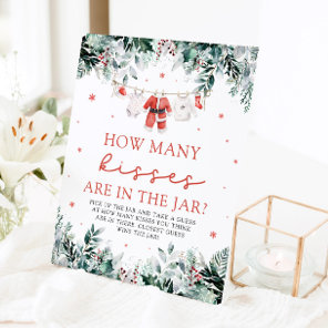 Christmas Santa Guess How Many Kisses Baby Shower  Pedestal Sign