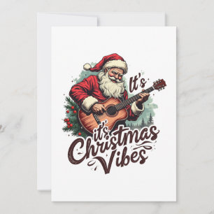 Christmas Santa Guitar Player - Rockin Around the  Invitation
