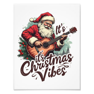 Christmas Santa Guitar Player - Rockin Around the  Photo Print