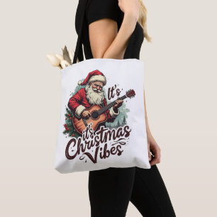 Christmas Santa Guitar Player - Rockin Around the  Tote Bag