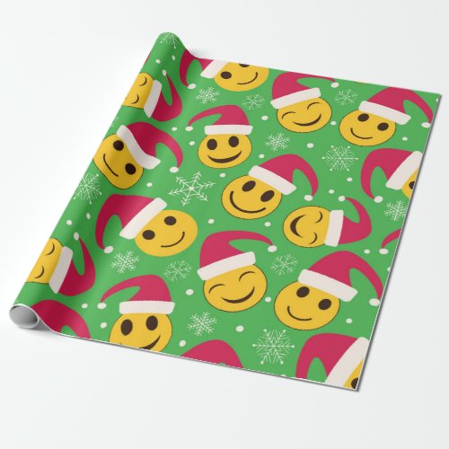 Christmas Santa Happy Smiling Faces Pattern Wrapping Paper