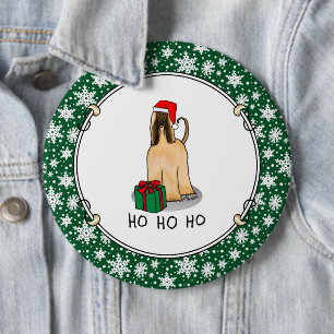 Christmas Santa Hat Afghan Hound Dog Fawn Cute Button