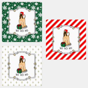 Christmas Santa Hat Afghan Hound Dog Fawn Cute Labels