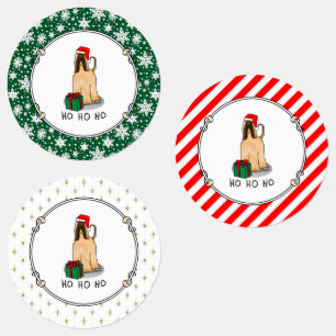 Christmas Santa Hat Afghan Hound Dog Fawn Cute Labels