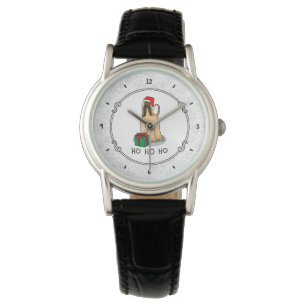 Christmas Santa Hat Afghan Hound Dog Fawn Cute Watch