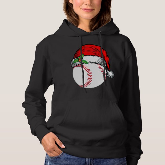 Christmas Santa Hat Baseball Sport Funny Gift Hoodie (Front)
