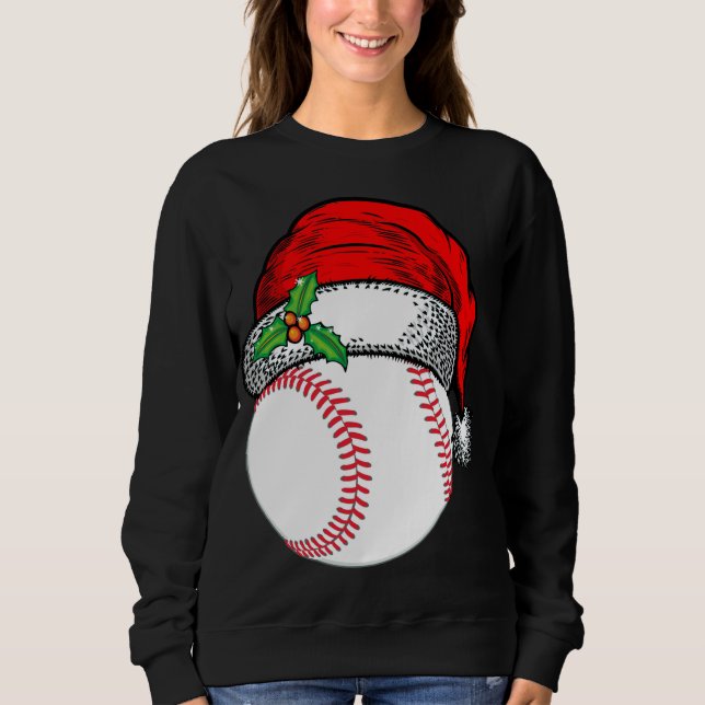 Christmas Santa Hat Baseball Sport Funny Gift Sweatshirt (Front)
