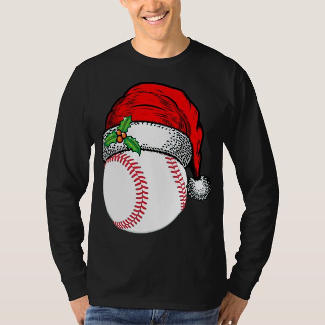 Christmas Santa Hat Baseball Sport Funny Gift T-Shirt (Front)
